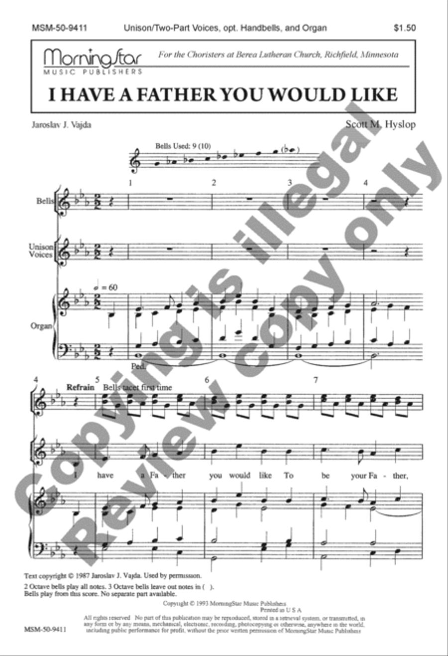 I Have a Father You Would Like Unison Choir scores gallery preview page 2