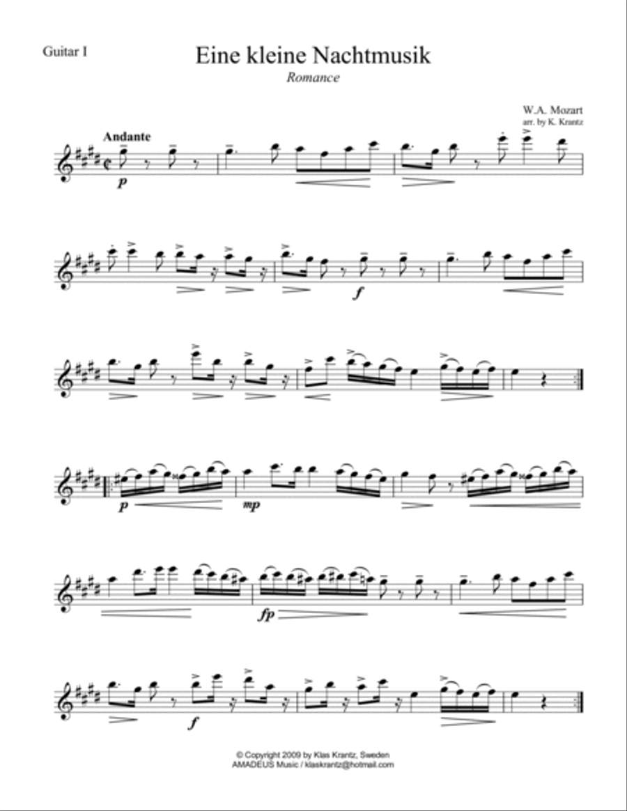 Romance from Eine kleine Nachtmusik for guitar trio Guitar Ensemble scores gallery preview page 3