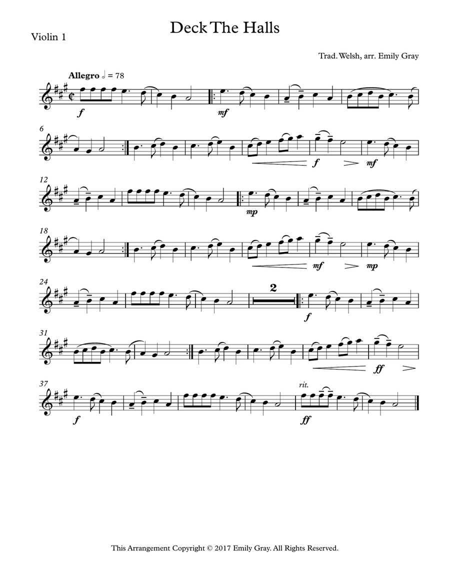 Three Christmas Songs (4 Violins) Violin Solo scores gallery preview page 5