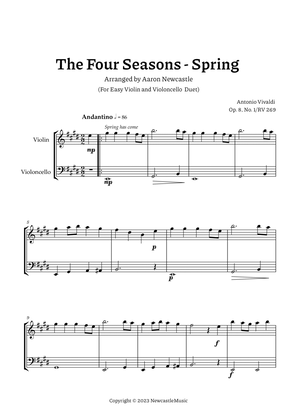Book cover for Vivaldi,Spring (The Four Seasons) — For Easy Violin and Violoncello Duet. Score and Parts
