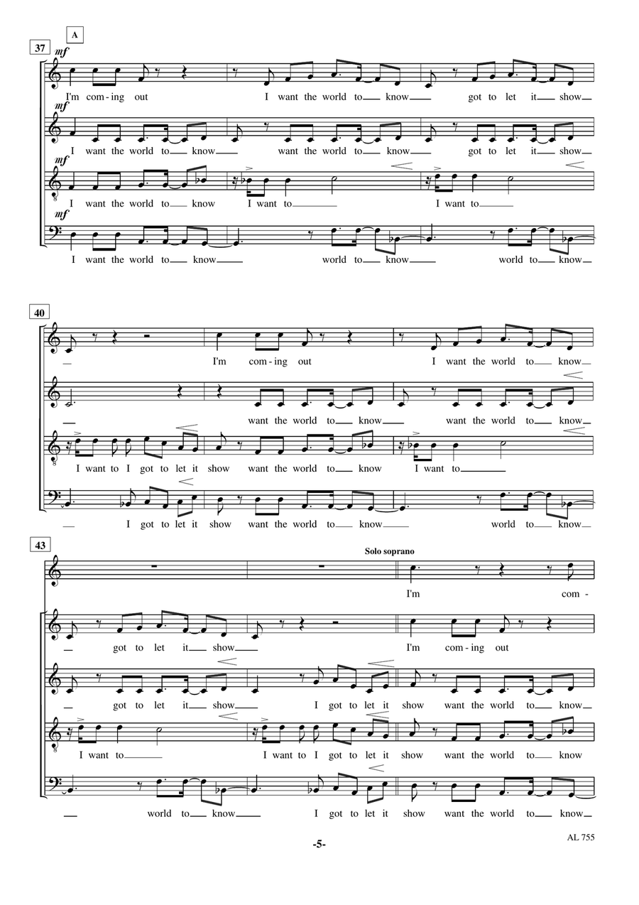 I'm Coming Out 4-Part scores gallery preview page 5