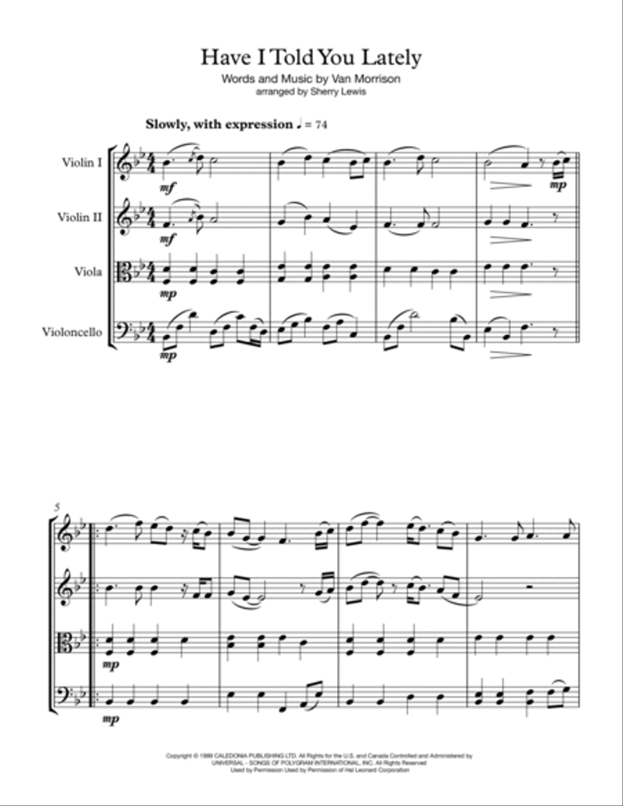 Have I Told You Lately String Quartet scores gallery preview page 4