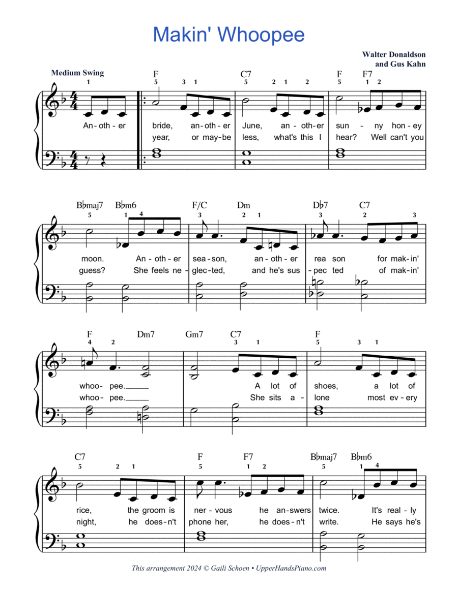 Makin Whoopee (aka Making Whoopee) Beginner piano Piano, Vocal, Guitar scores gallery preview page 1
