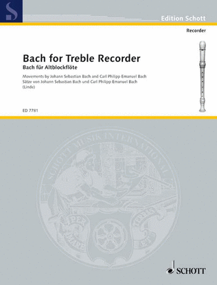Book cover for Bach for Treble Recorder