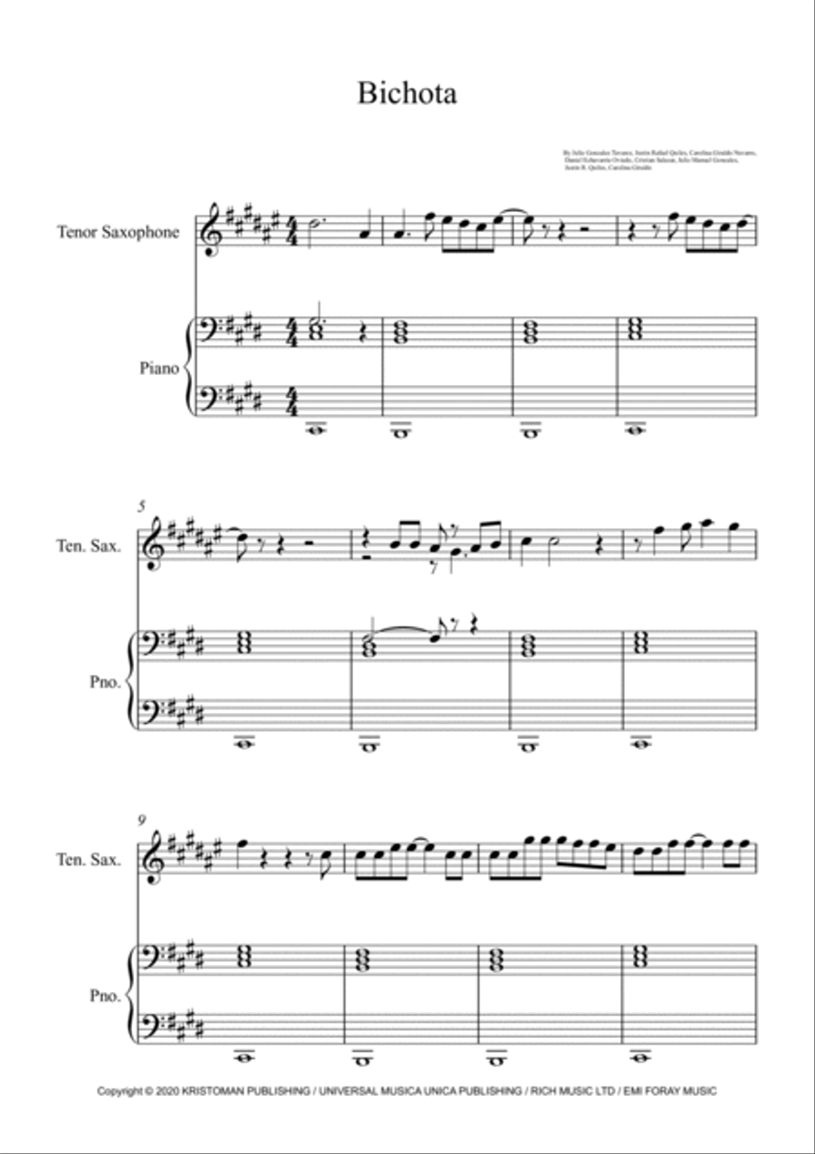 Bichota Bichota Woodwind Duet scores gallery preview page 1