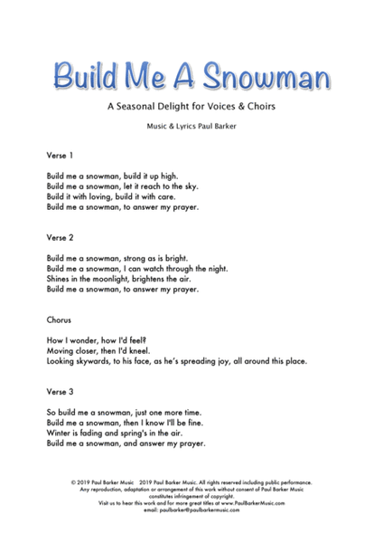 Build Me A Snowman (SAB Choir/Piano) image number null