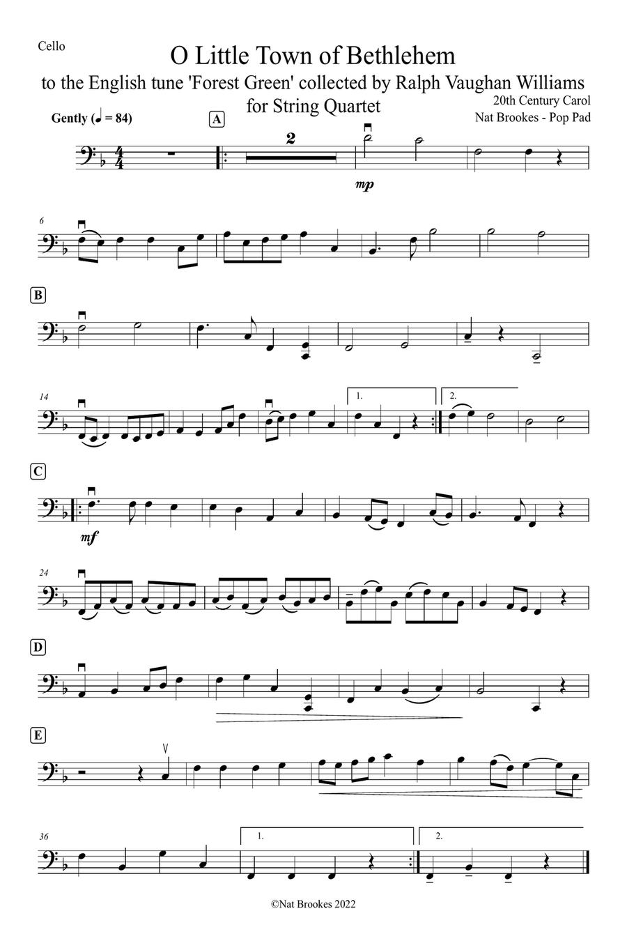 O Little Town of Bethlehem - UK Version (String Quartet) String Quartet scores gallery preview page 5