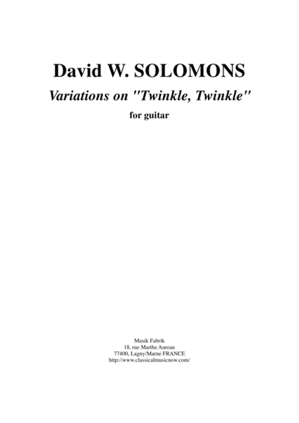 David Warin Solomons: Variations on Twinkle Twinkle for solo guitar image number null