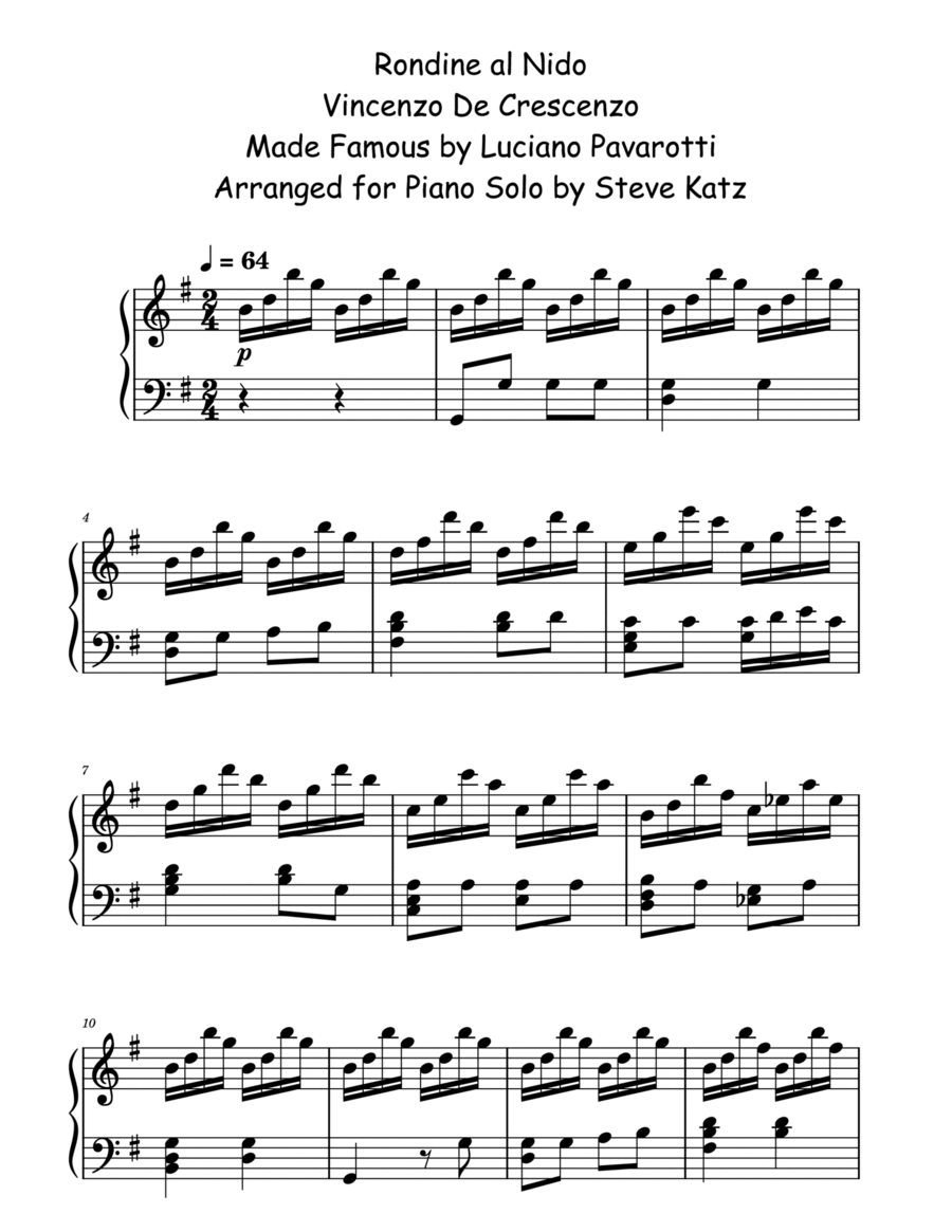 Rondine al Nido Piano Solo scores gallery preview page 1
