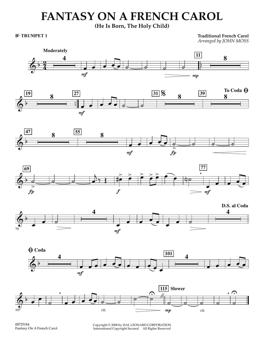Fantasy on a French Carol - Bb Trumpet 1 Concert Band scores gallery preview page 1