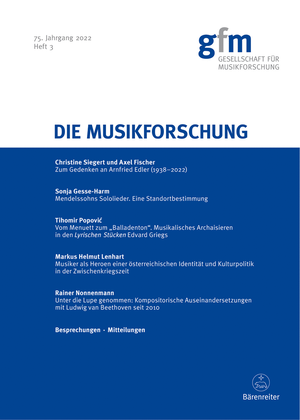 Die Musikforschung, Heft 3/2022