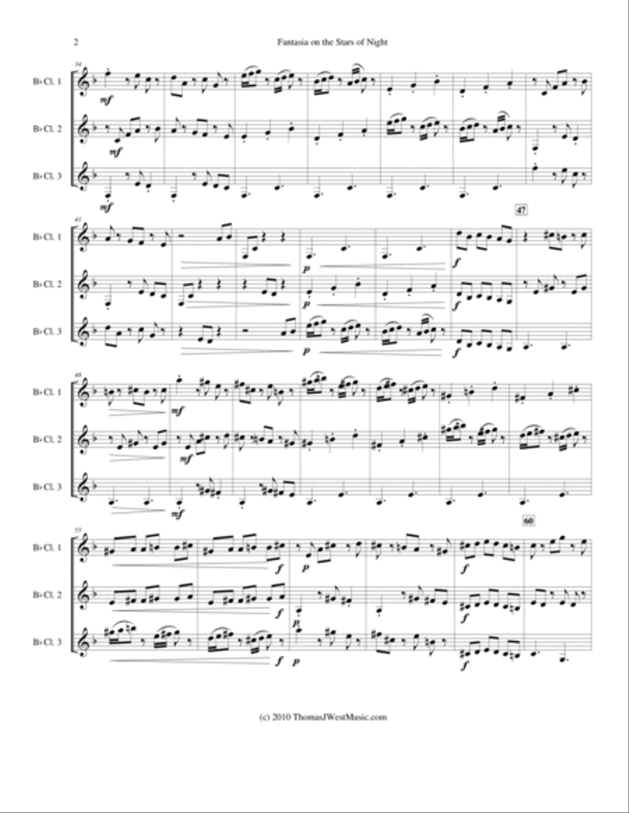 Fantasia on the Stars of Night Clarinet Trio - Grade 3 Clarinet Trio scores gallery preview page 2