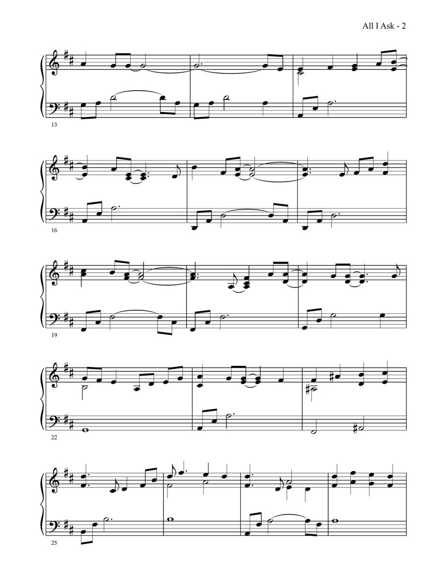 All I Ask Piano Solo scores gallery preview page 2