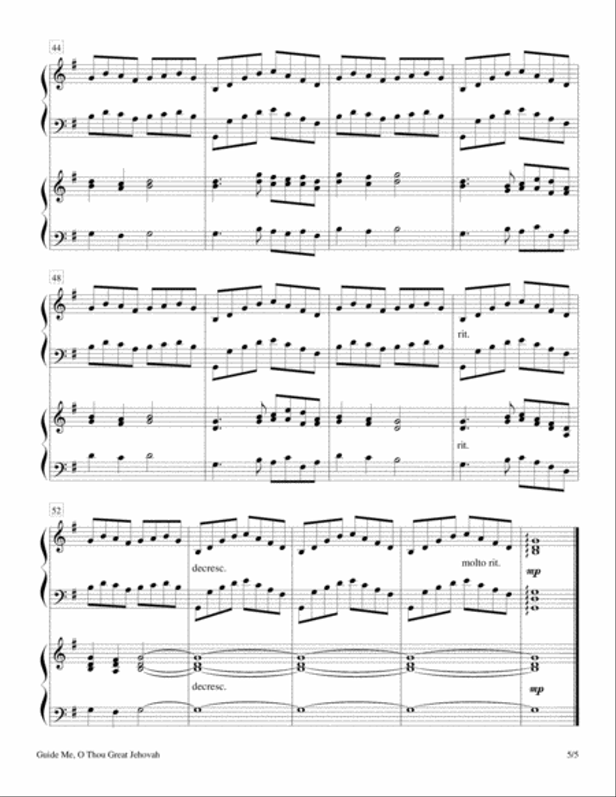 Guide Me, O Thou Great Jehovah (2 Pianos, 4 Hands Duet) 2 Pianos, 4-Hands scores gallery preview page 5
