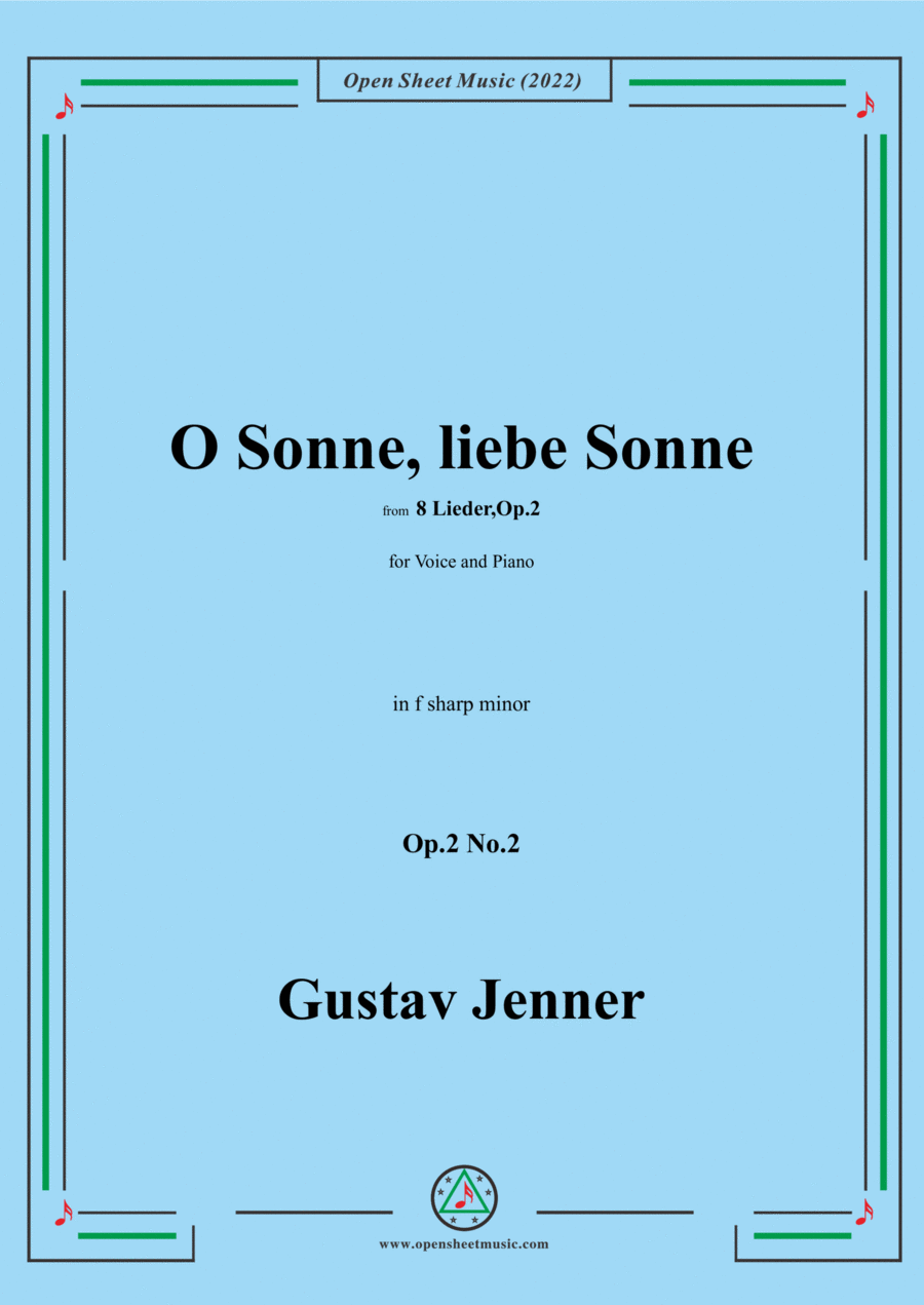 Jenner-O Sonne,liebe Sonne,in f sharp minor,Op.2 No.2 Voice scores gallery preview page 1