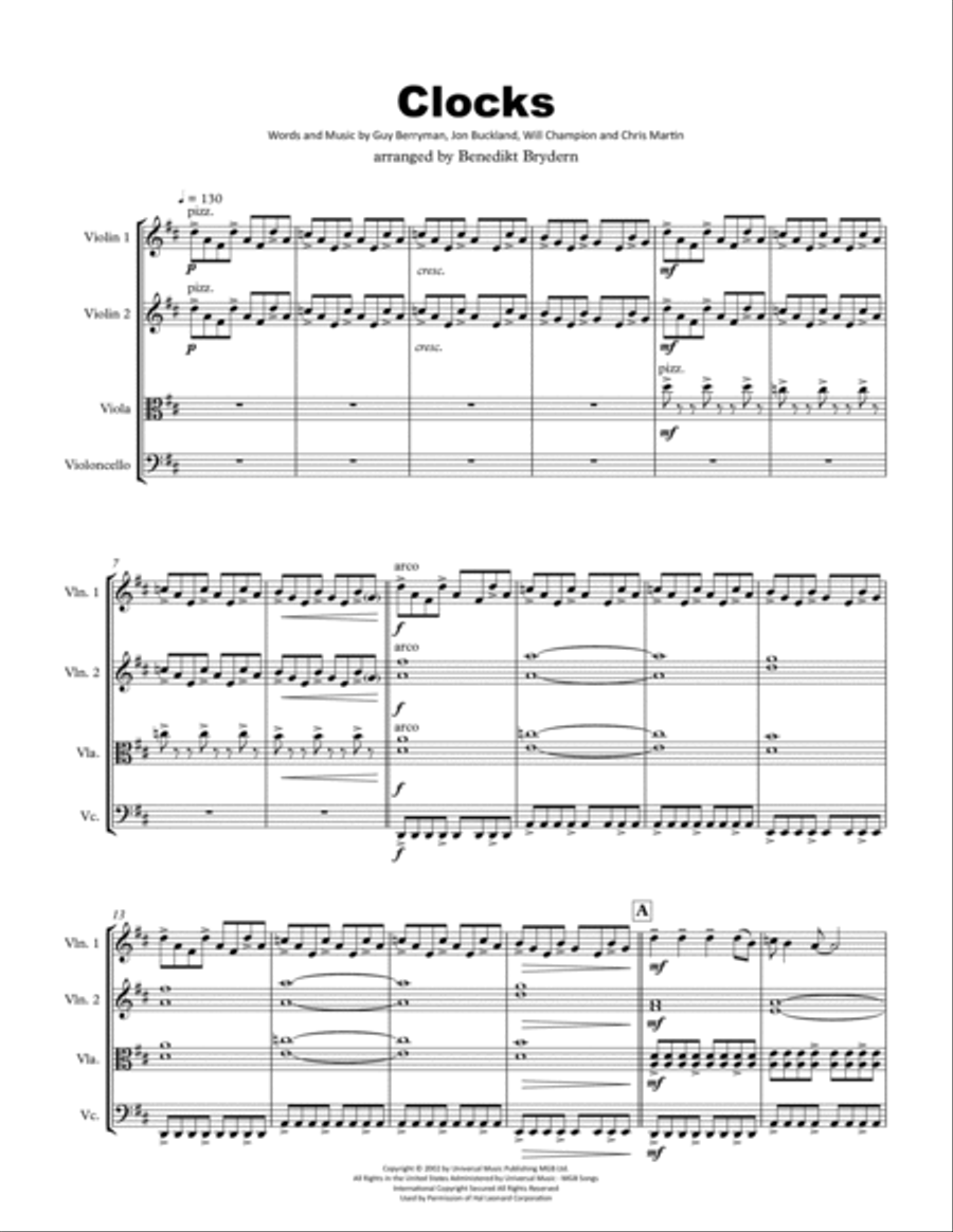 Clocks String Quartet scores gallery preview page 2