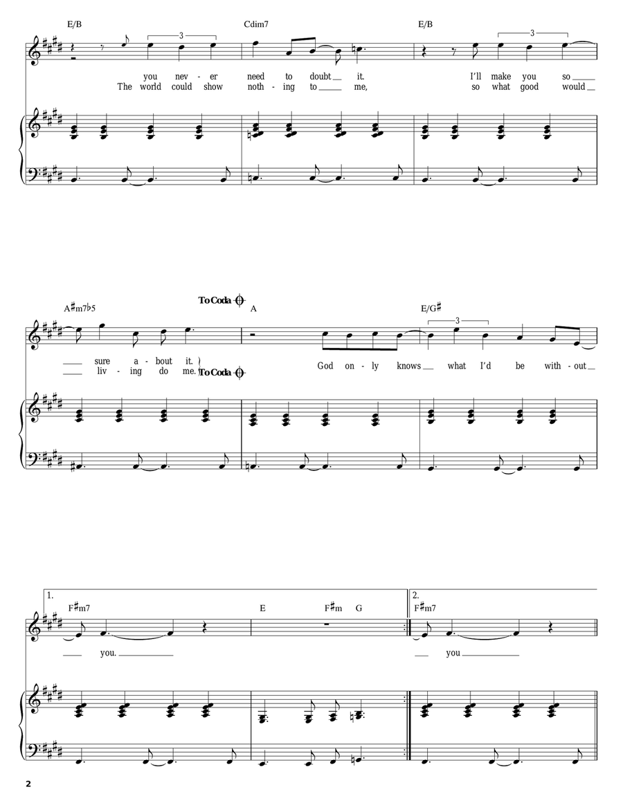 God Only Knows God Only Knows Piano, Vocal scores gallery preview page 2