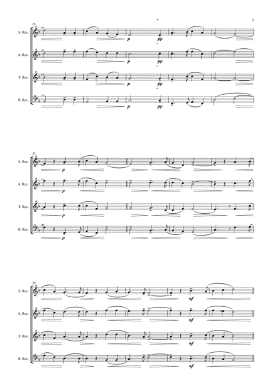 In the Bleak MidWinter - Recorder quartet Soprano Recorder scores gallery preview page 3