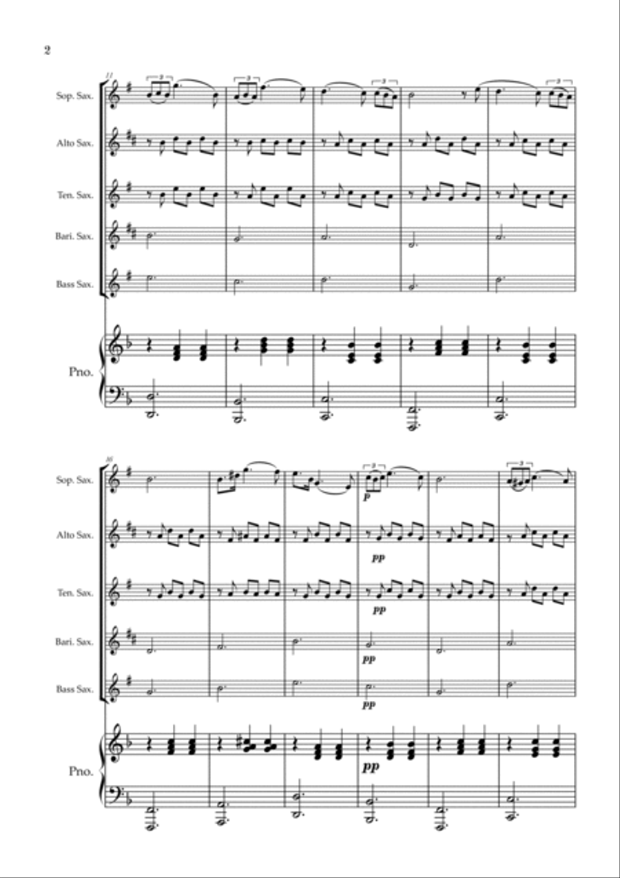 Serenade | Schubert | Saxophone Quintet | Piano Saxophone Quintet scores gallery preview page 2