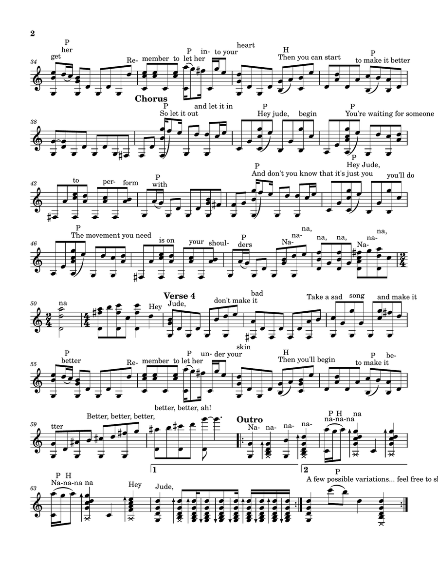 Hey Jude Hey Jude Acoustic Guitar scores gallery preview page 2