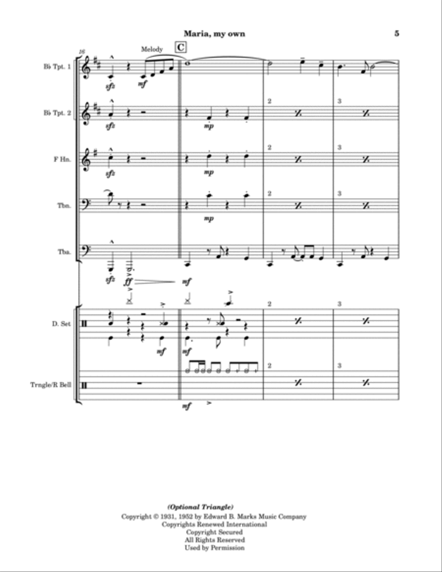 Maria, My Own Brass Quintet scores gallery preview page 5
