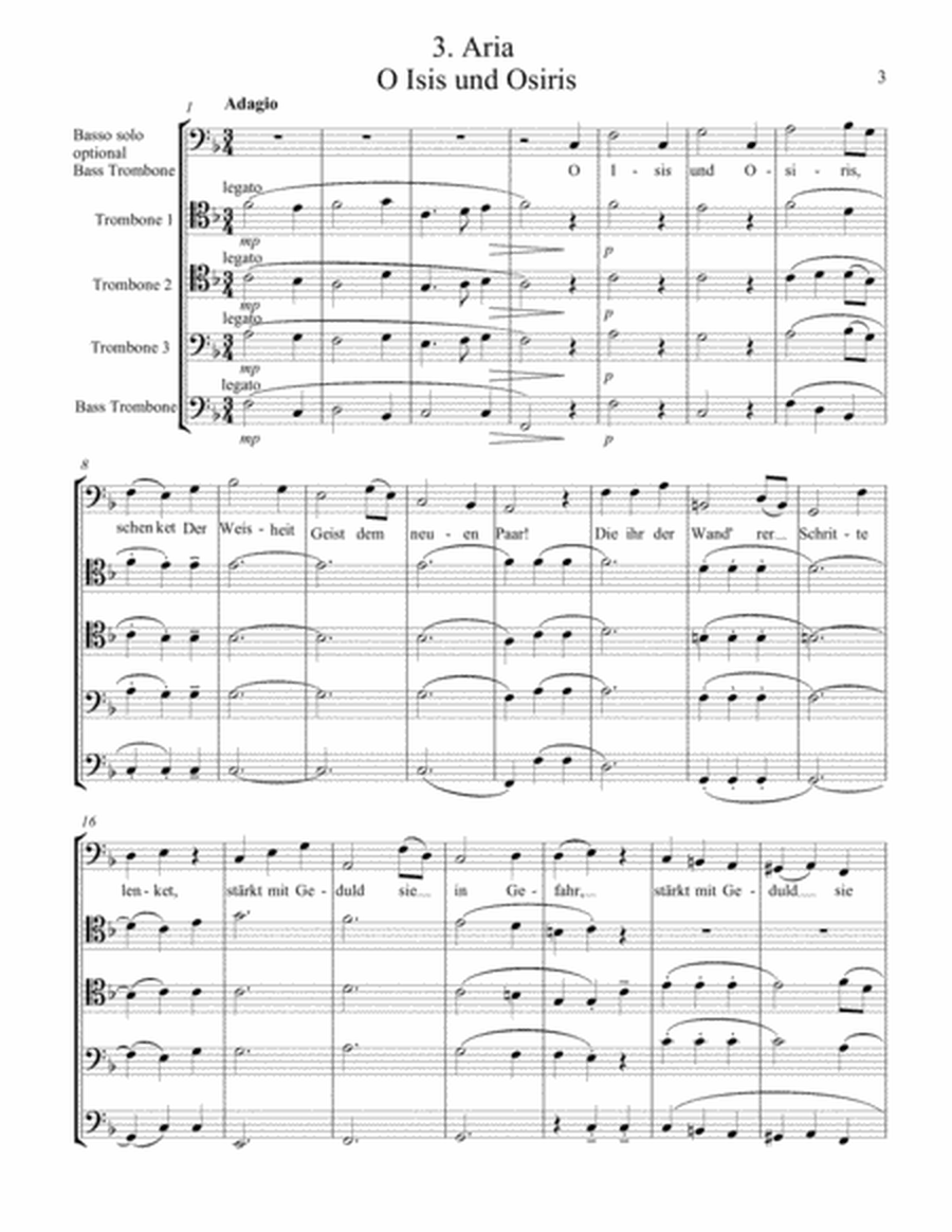 Suite from "The Magic Flute" for Trombone Quartet