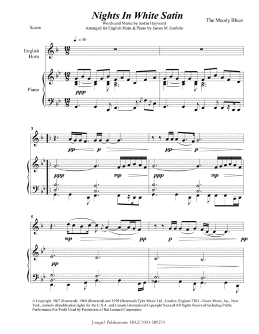Nights In White Satin English Horn scores gallery preview page 1