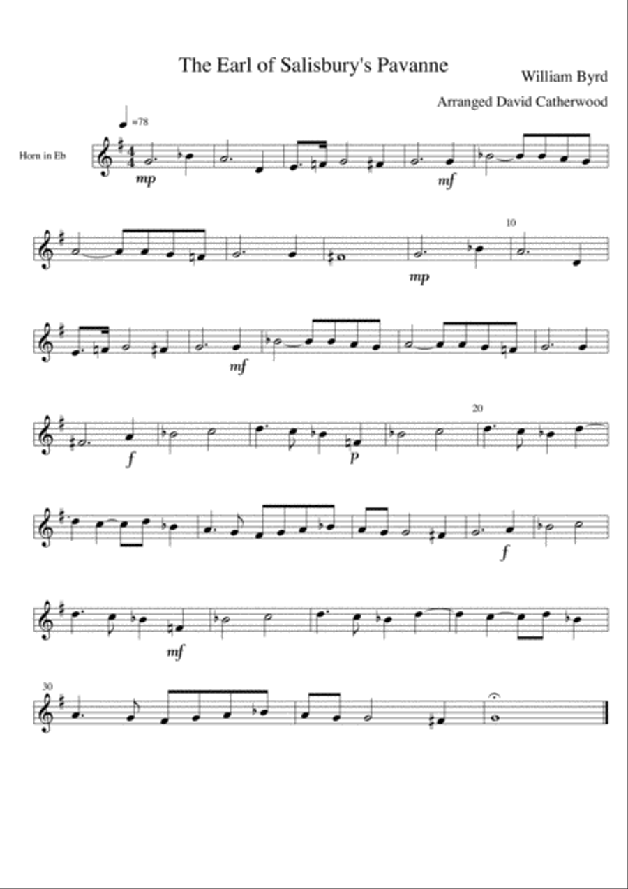 Brass (or Saxophone) Trio - Earl of Salisbury's Pavanne by William Byrd arranged David Catherwood Saxophone scores gallery preview page 4