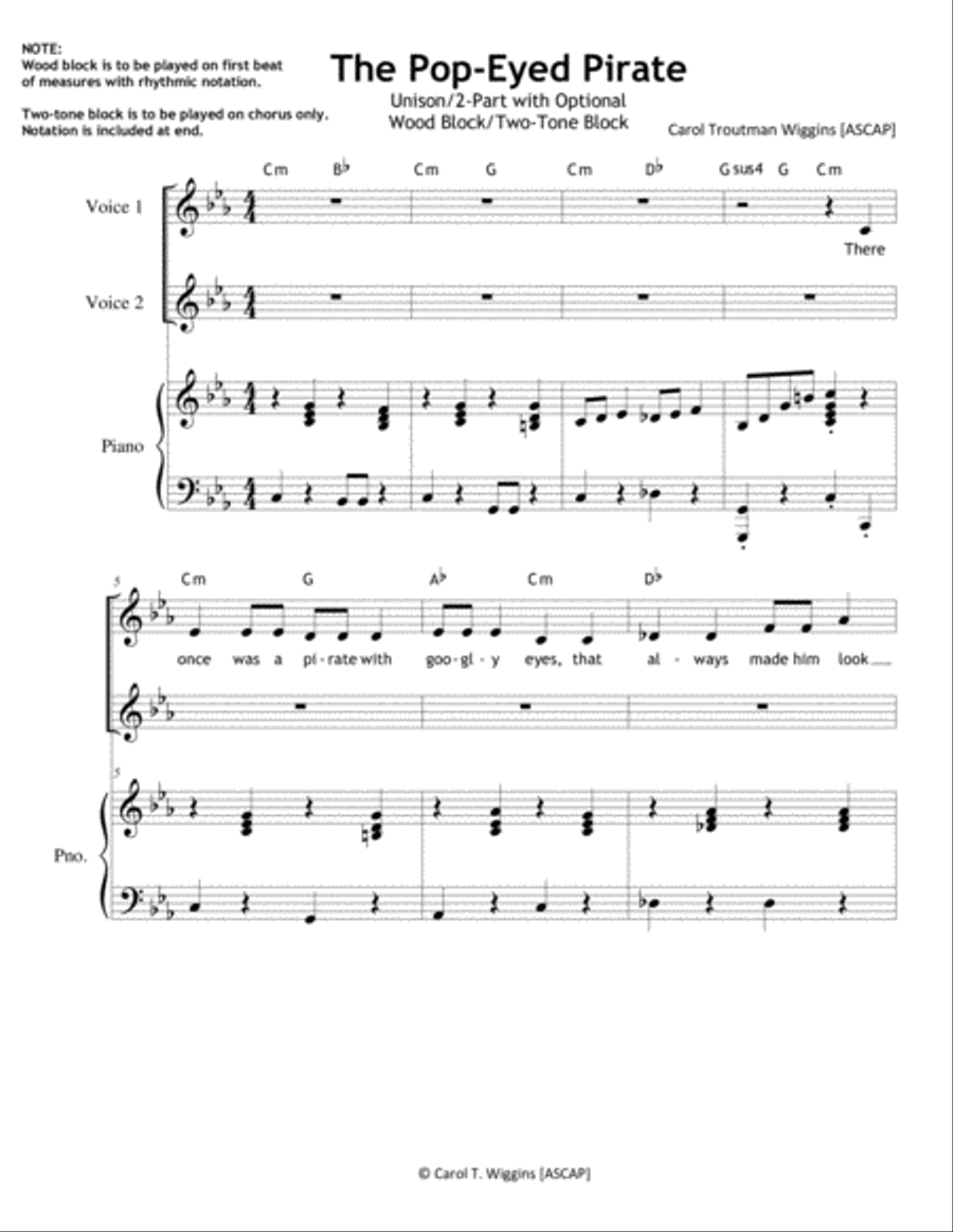 The Pop-Eyed Pirate The Pop-Eyed Pirate 2-Part scores gallery preview page 1