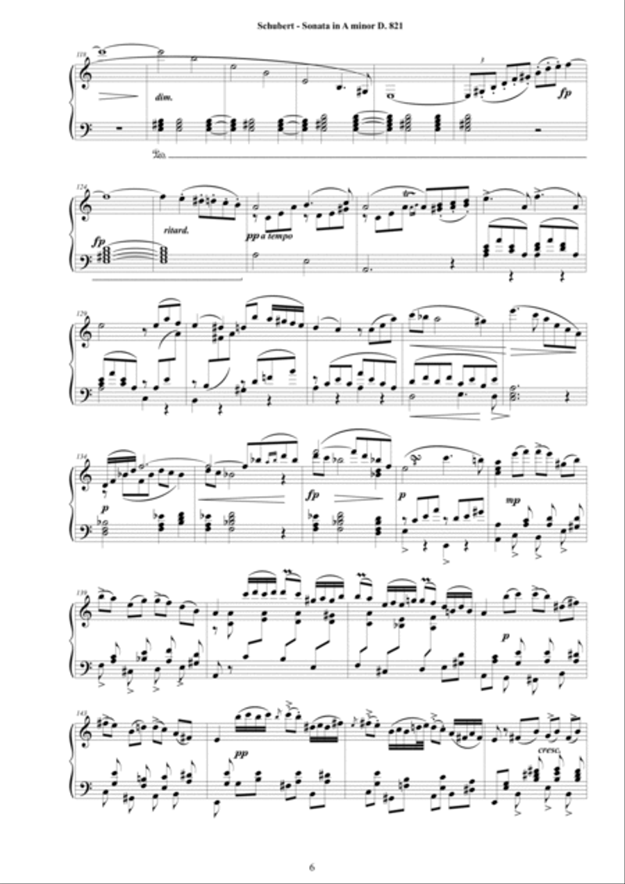 Schubert F - Arpeggione Sonata in A minor D.821 - Piano version Piano Solo scores gallery preview page 6
