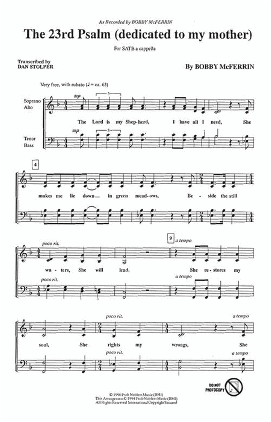 The 23rd Psalm (dedicated to my mother) 4-Part scores gallery preview page 3