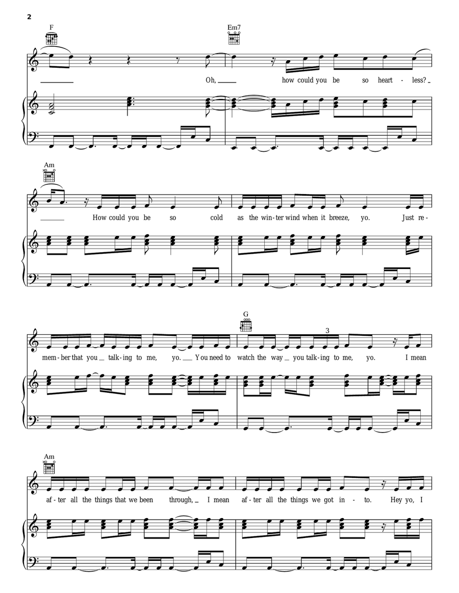 Heartless Piano, Vocal, Guitar scores gallery preview page 2