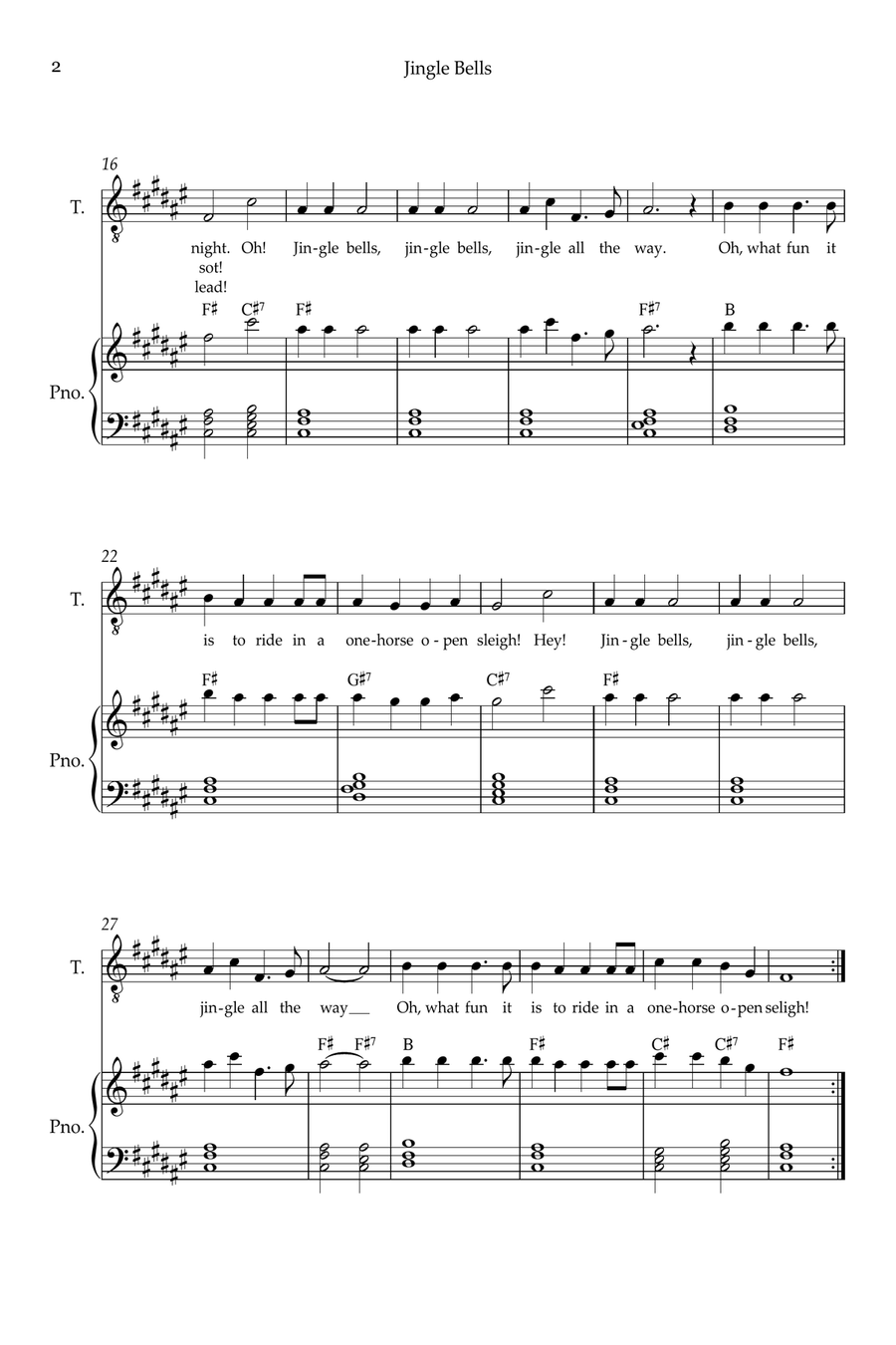 Jingle Bells Jingle Bells Tenor Voice scores gallery preview page 2