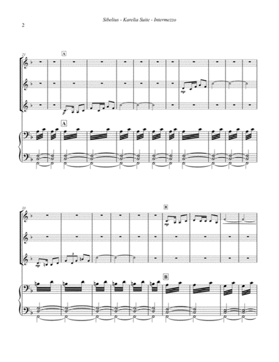 Intermezzo from the Karelia Suite for Three Trumpets and Organ