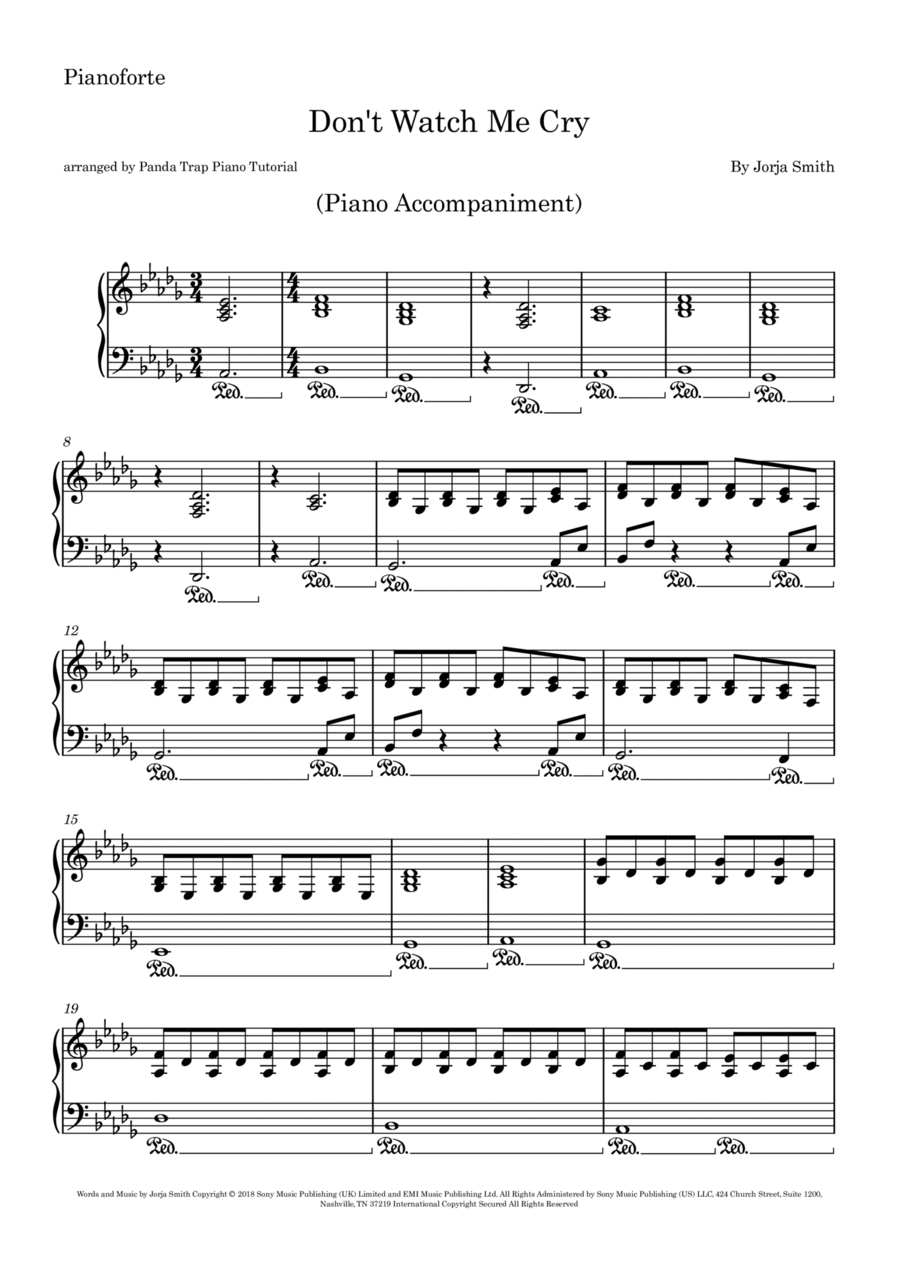 Don't Watch Me Cry Piano Solo scores gallery preview page 1