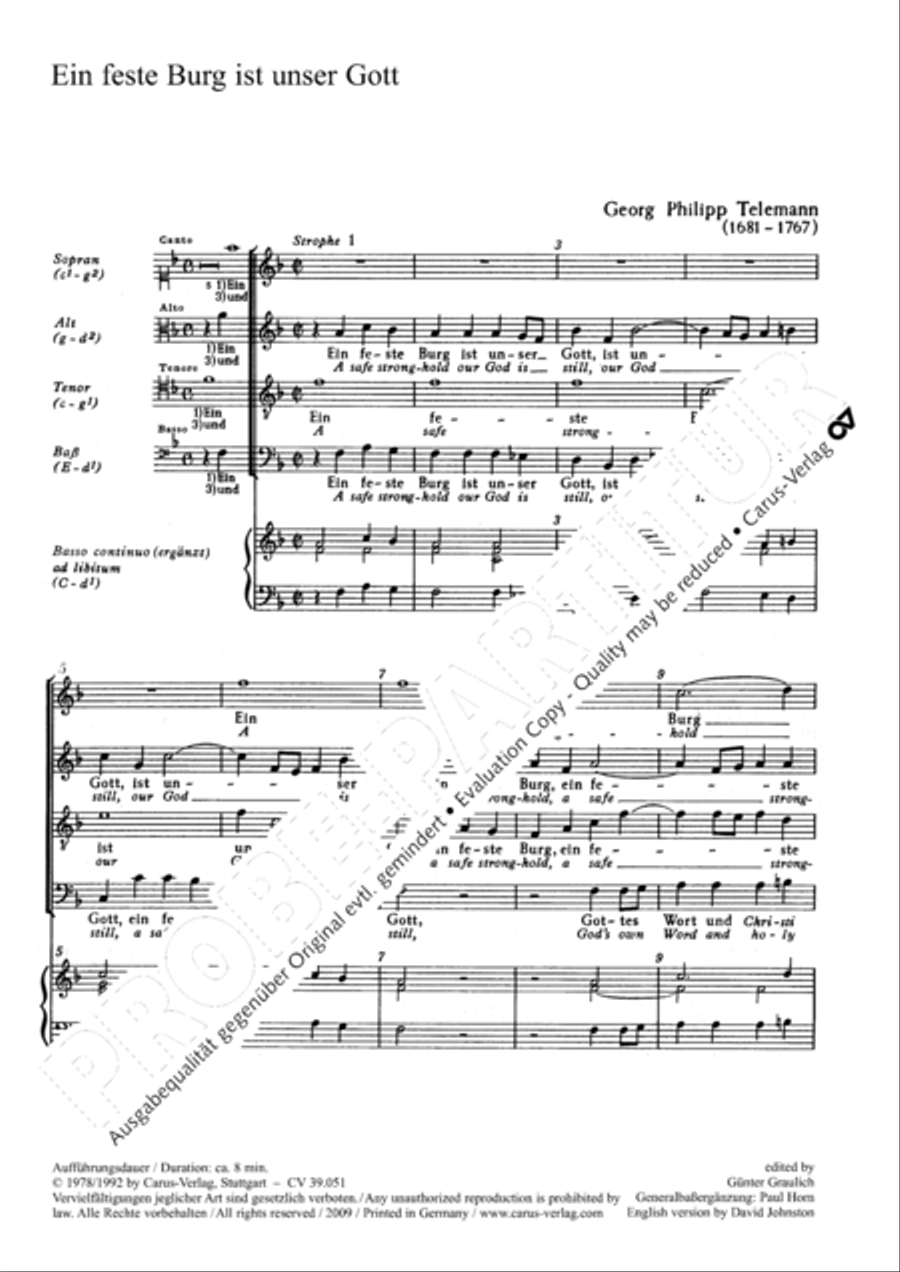 A mighty fortress is our God (Ein feste Burg ist unser Gott) 4-Part scores gallery preview page 2