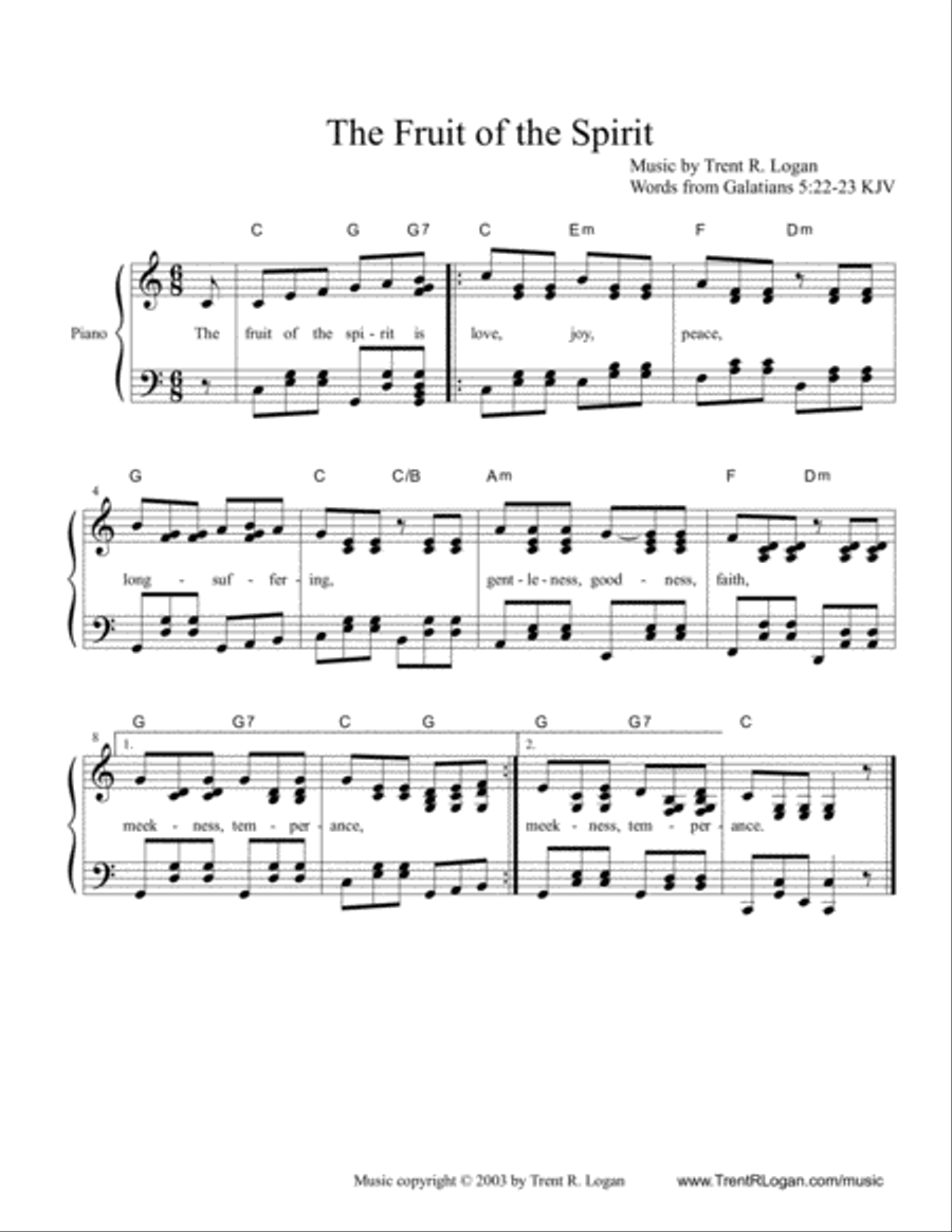 The Fruit of the Spirit The Fruit of the Spirit Voice scores gallery preview page 1