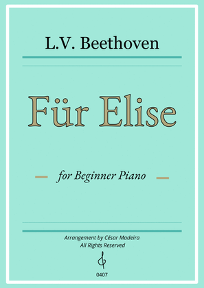 Book cover for Für Elise by Beethoven - Easy Piano (Full Score)