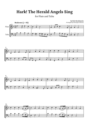 Hark! The Herald Angels Sing (Flute and Tuba) - Beginner Level