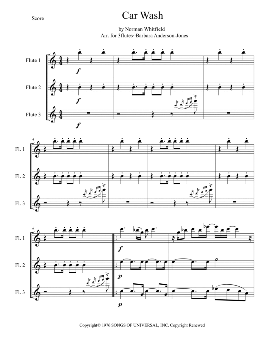 Car Wash Woodwind Trio scores gallery preview page 1