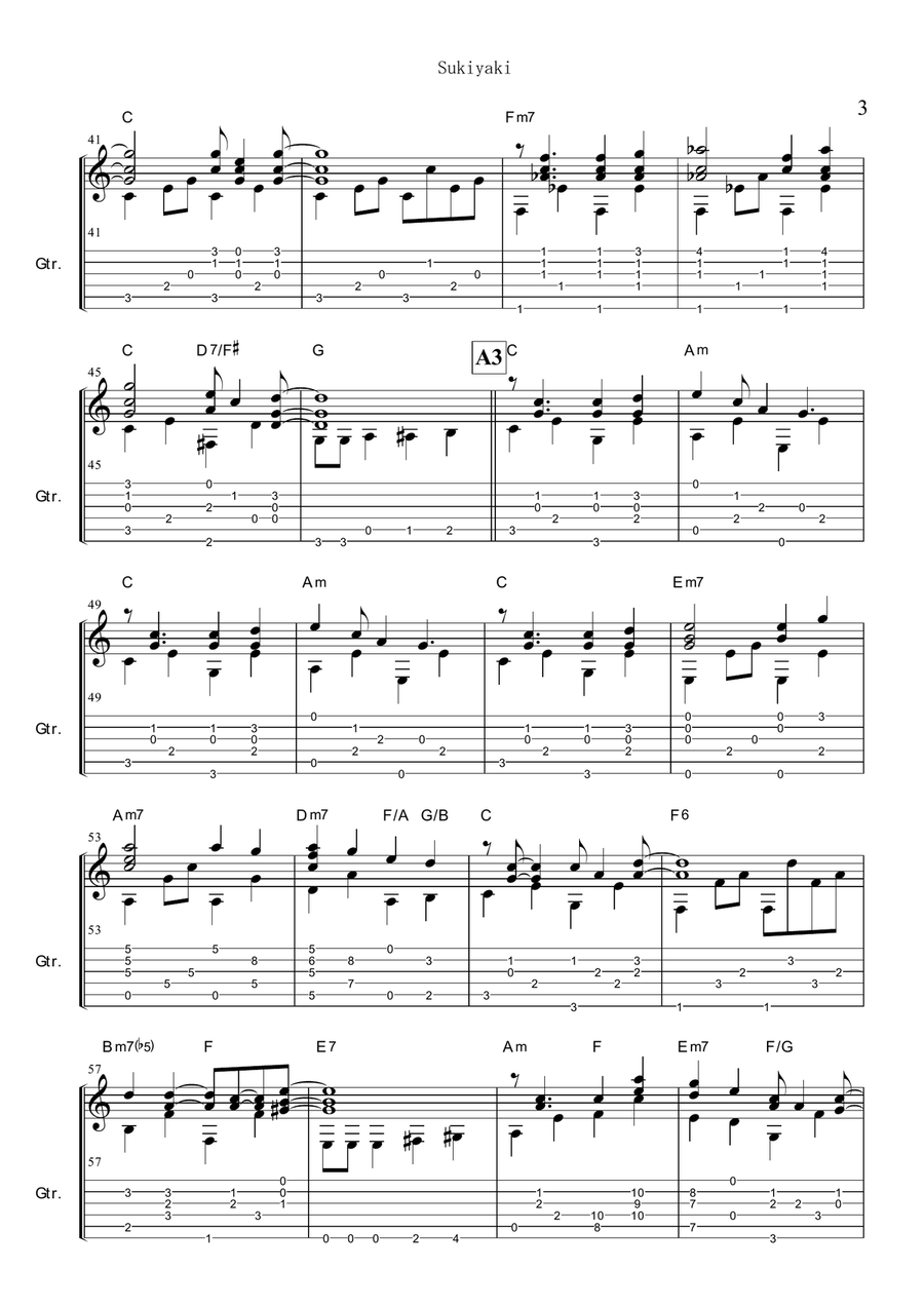 Sukiyaki Sukiyaki Guitar Solo scores gallery preview page 3