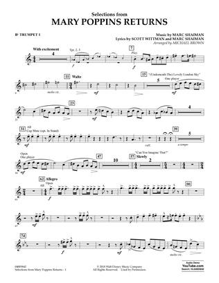 Selections from Mary Poppins Returns (arr. Michael Brown) - Bb Trumpet 1