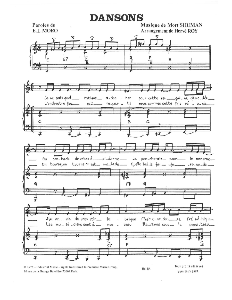 Dansons Dansons Piano, Vocal scores gallery preview page 1