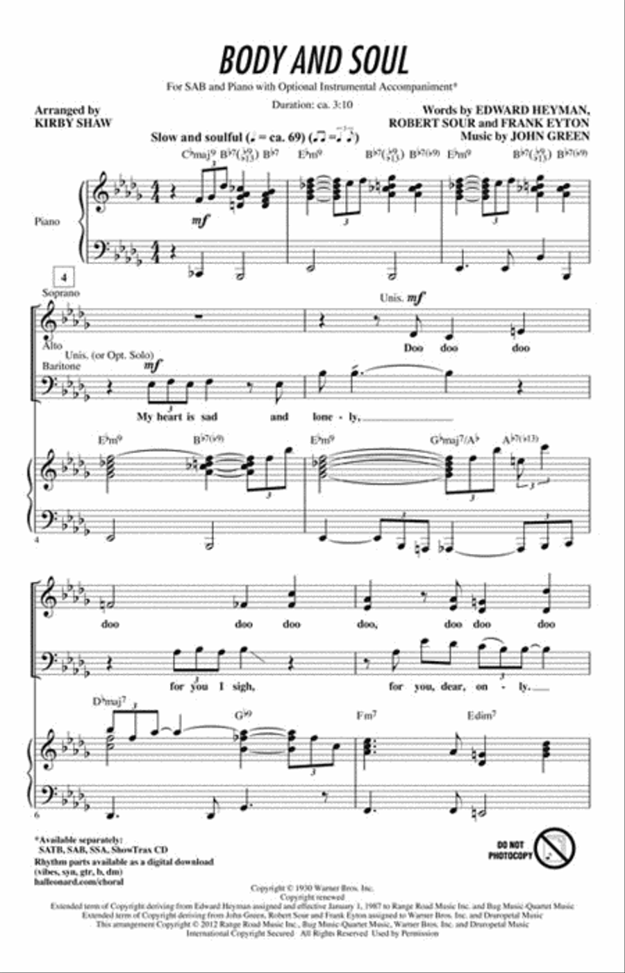 Body and Soul 3-Part scores gallery preview page 2
