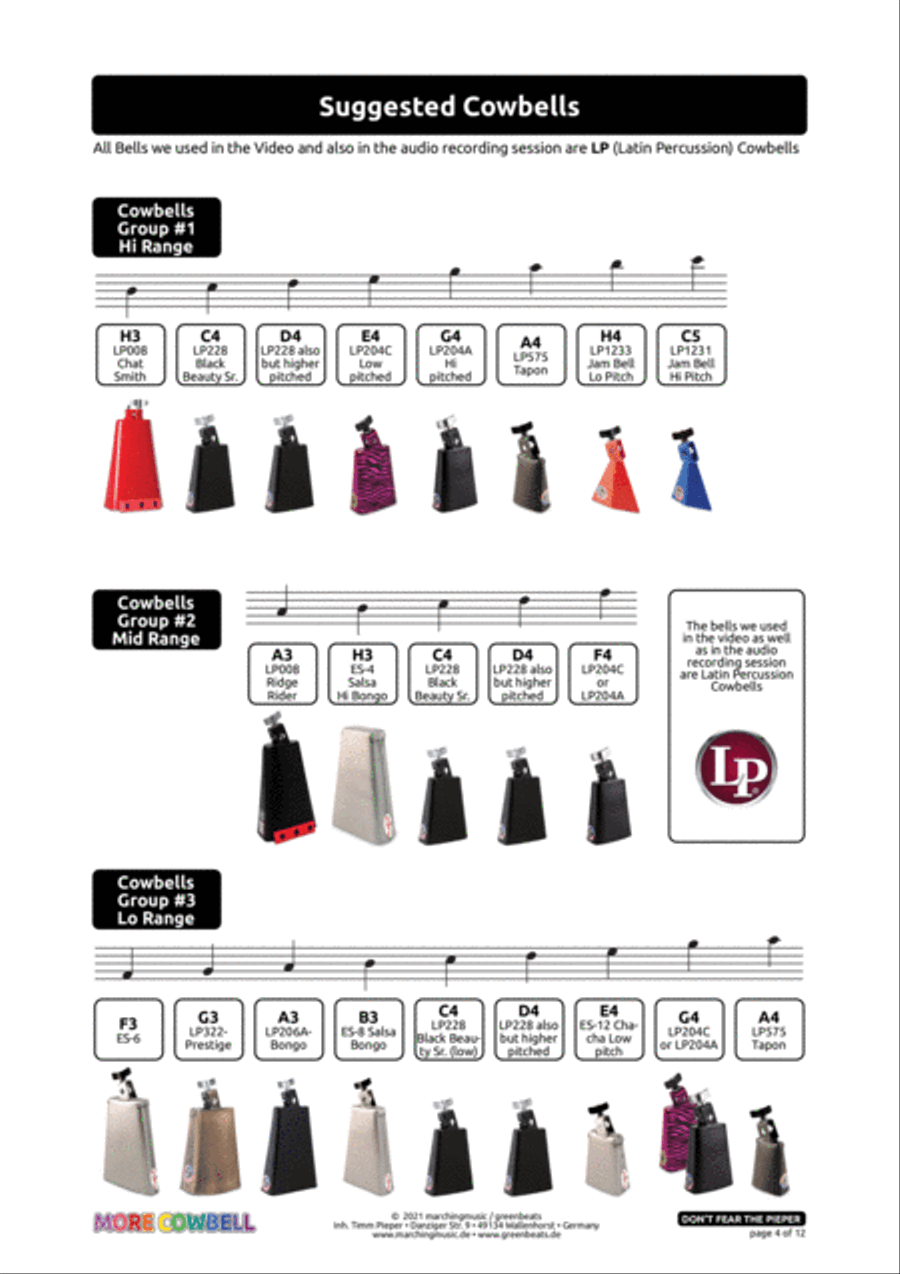 DON´T FEAR THE PIEPER / MORE COWBELL (Don´t Fear The Reaper) School and Community scores gallery preview page 4