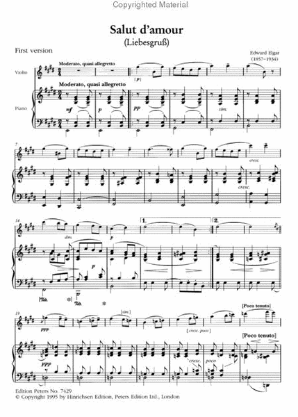 Salut d'amour op. 12 for Violin and Piano