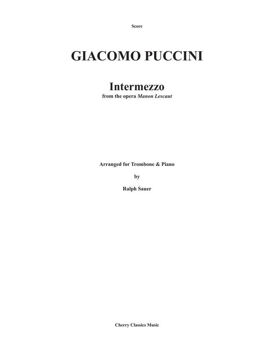 Intermezzo from the opera Manon Lescaut for Trombone and Piano Piano scores gallery preview page 3