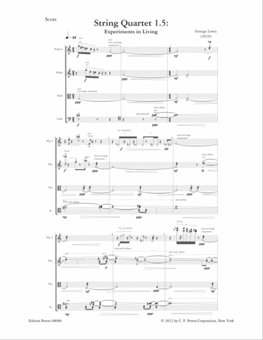 String Quartet 1.5: Experiments in Living String Quartet scores gallery preview page 2