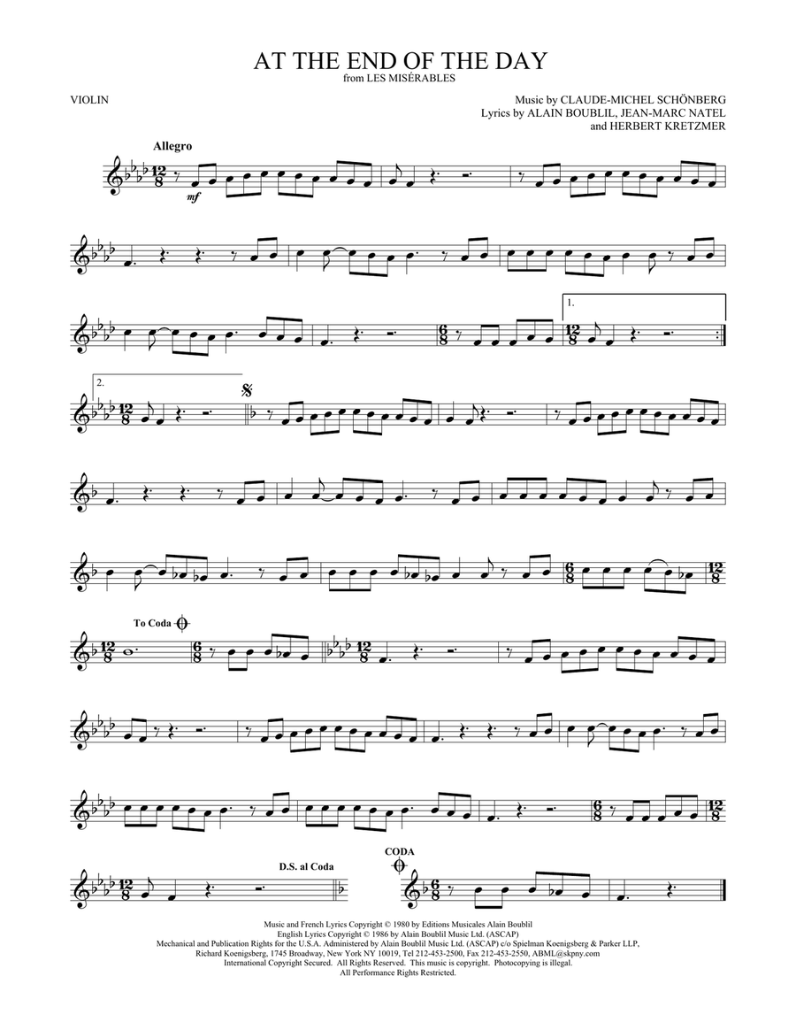 At The End Of The Day Violin Solo scores gallery preview page 1