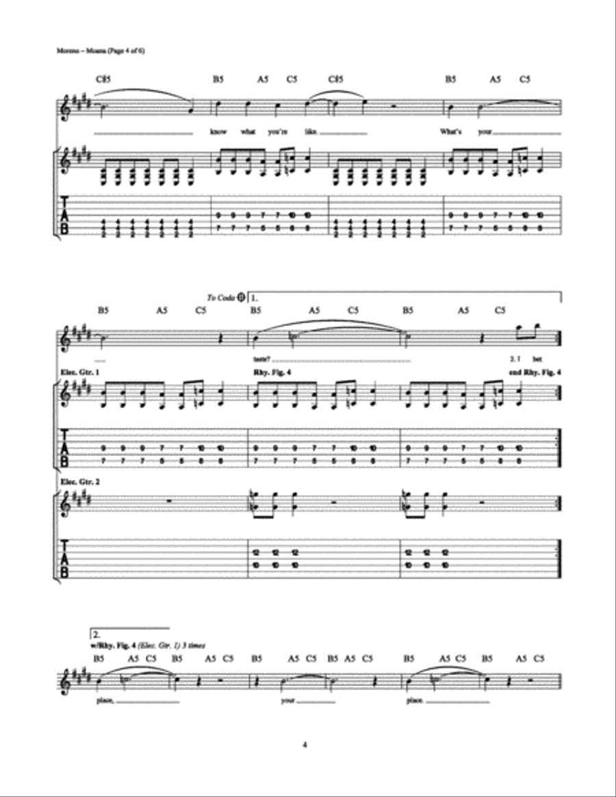 Moana Electric Guitar scores gallery preview page 4